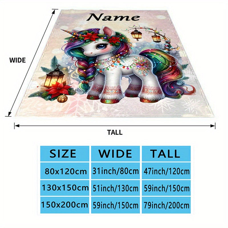 Personalized Unicorn Blanket with Name Soft Cozy Warm for Snuggling Gift