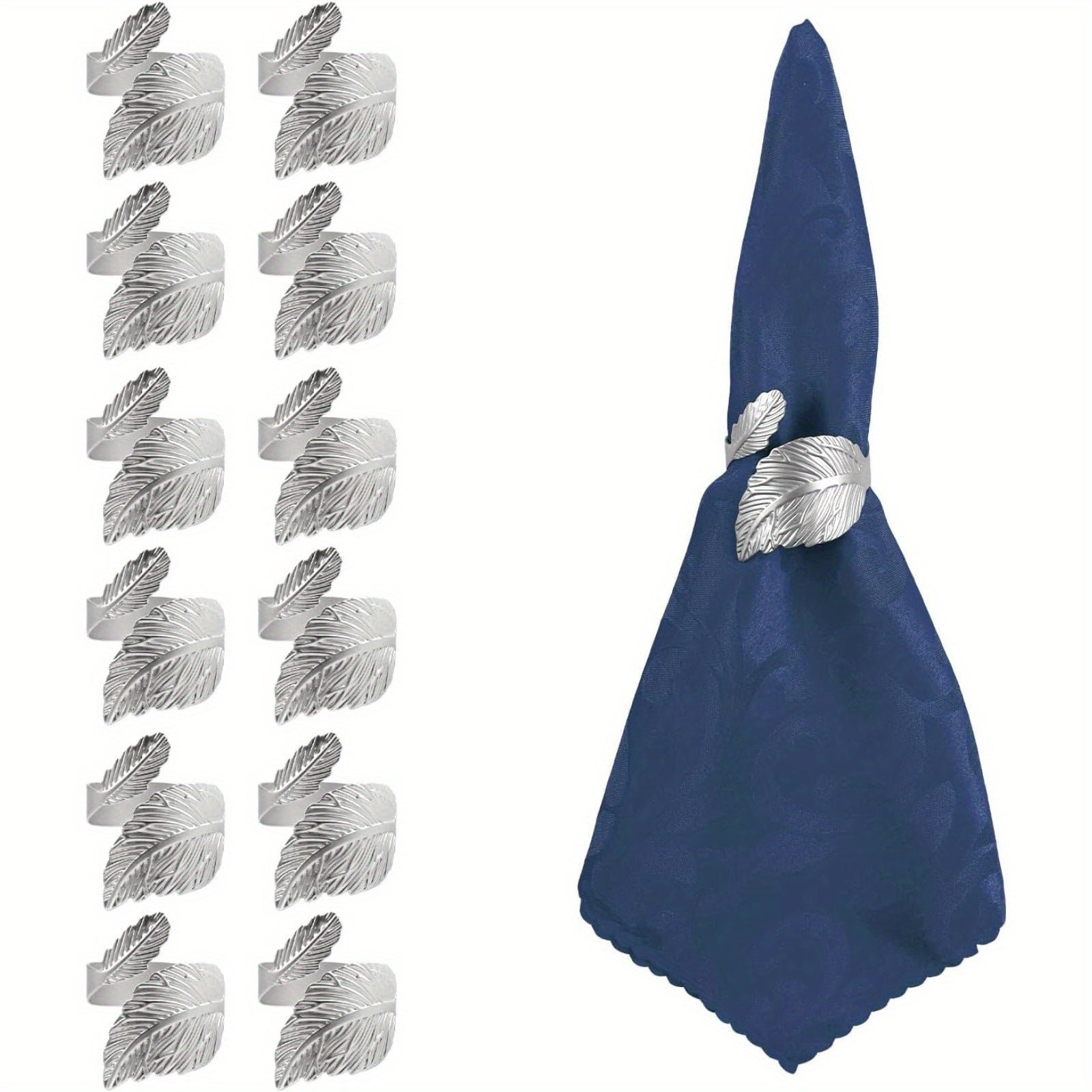 Сет из 12 салфеток с золотыми листьями - Подходит для праздников, свадеб и особых случаев - Прочный сплав с электролитическим покрытием