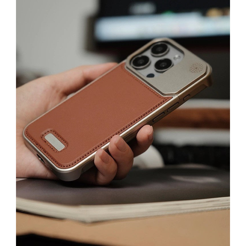 Funda de teléfono de aleación de aluminio y cuero para iPhone 16 15 14 Pro Max a prueba de golpes, sin marco, con carcasa de aromaterapia