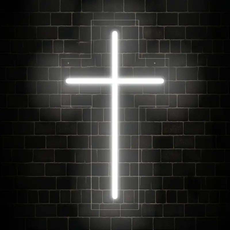 LED Neon Cross Sign 9.4x5.3 Inches Touch Switch USB Wall Decor for Home and Events