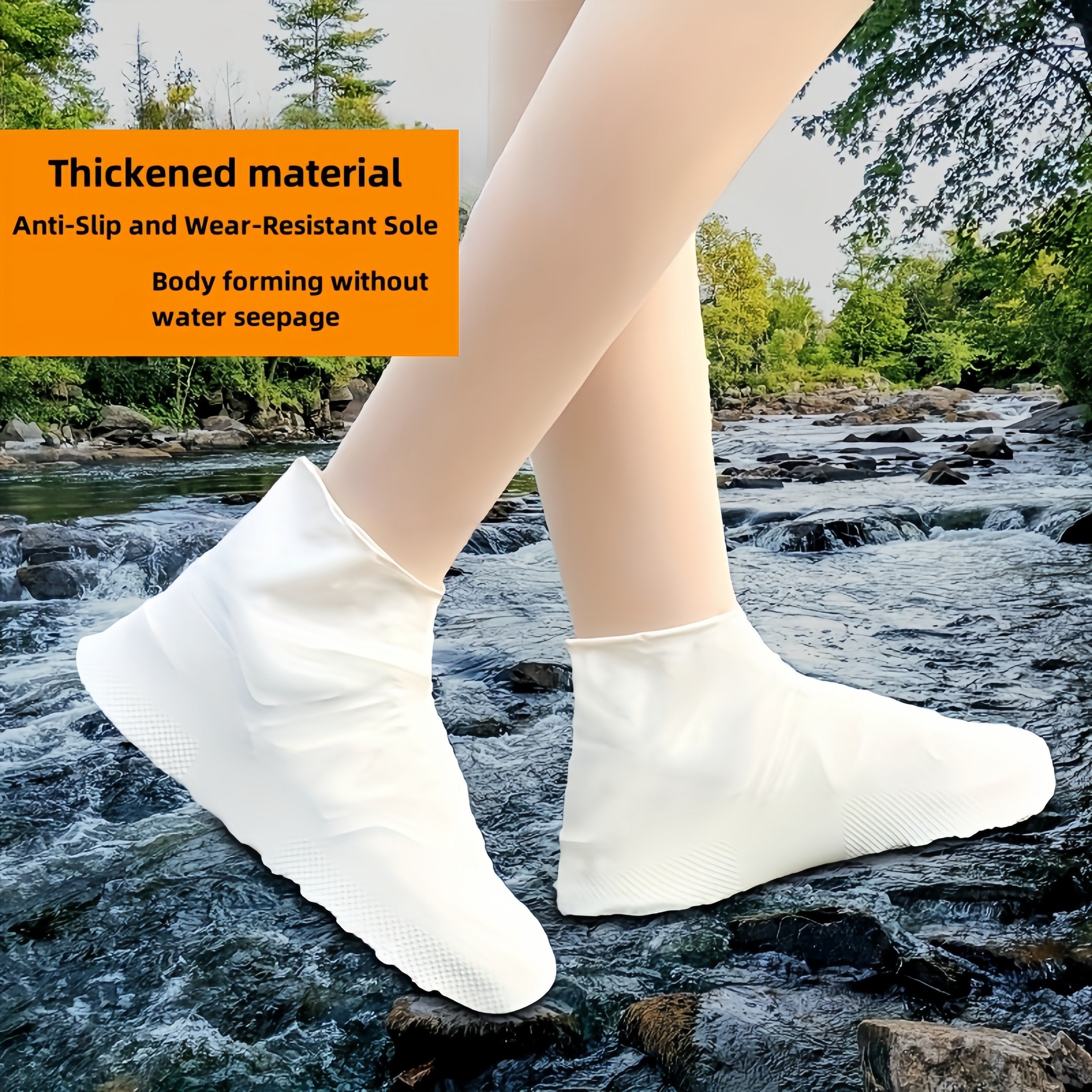Unisex Latex Waterproof Shoe Covers Outdoor Reusable Rain Boots