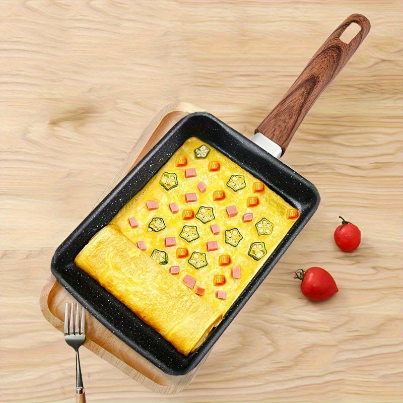Non-Stick Aluminum Square Skillet with Wood Handle for Tamagoyaki Japanese Omelet
