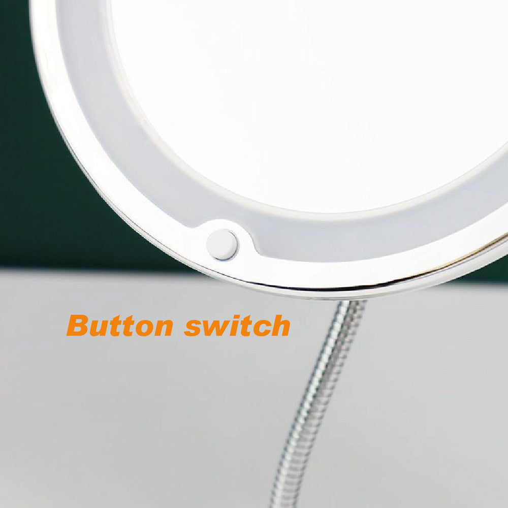 LED Makeup Mirror 360 Degree Rotation Suction Cup Mount Battery Operated Adjustable Brightness