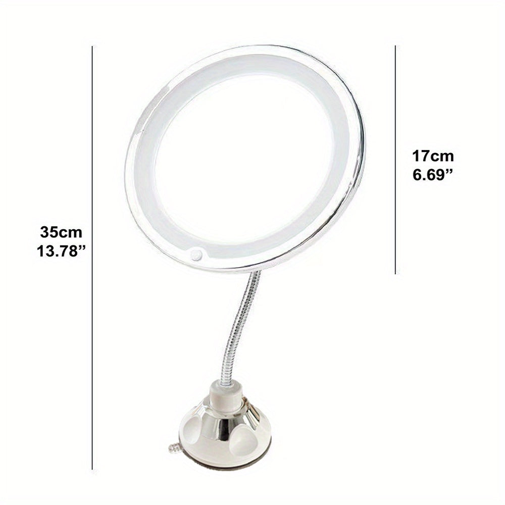 LED Makeup Mirror 360 Degree Rotation Suction Cup Mount Battery Operated Adjustable Brightness