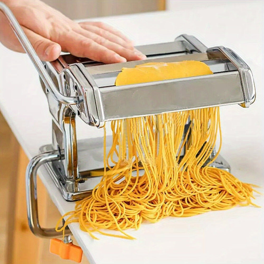 Multi-Functional Stainless Steel Pasta Maker Hand-Crank Noodle Press with Adjustable Thickness
