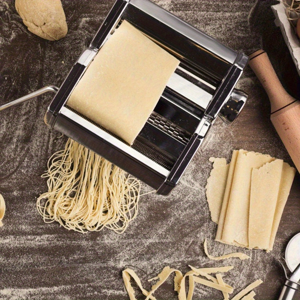 Multi-Functional Stainless Steel Pasta Maker Hand-Crank Noodle Press with Adjustable Thickness