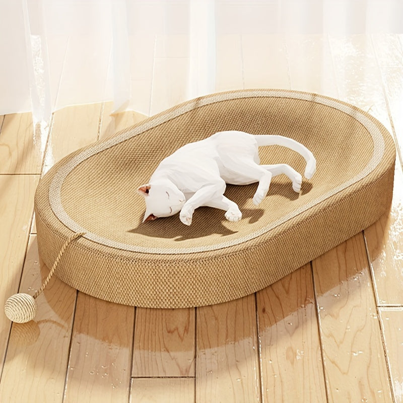 Large Oval Cat Scratcher Bed with Track Toy and Sisalg Hemp Filling