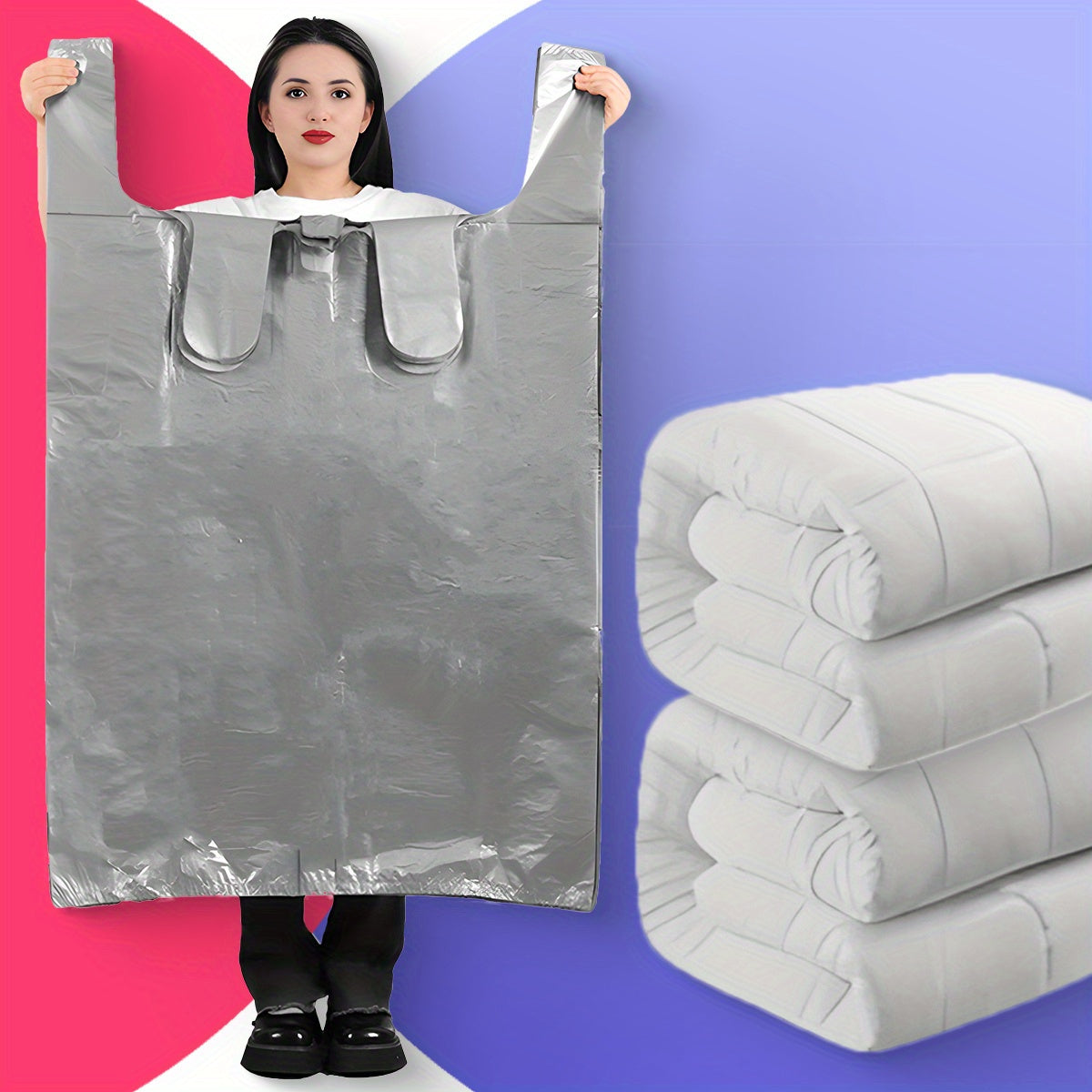 Gray Plastic Bag Vest Bags Large Medium Small for Clothing Packaging Logistics 10 or 5 pcs