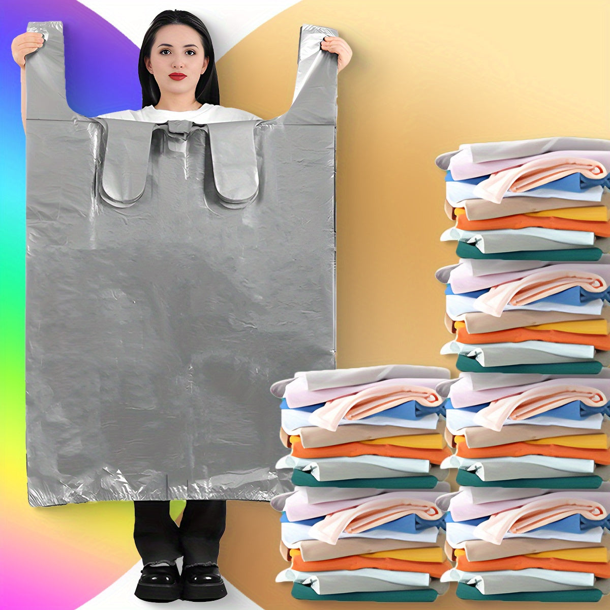 Gray Plastic Bag Vest Bags Large Medium Small for Clothing Packaging Logistics 10 or 5 pcs