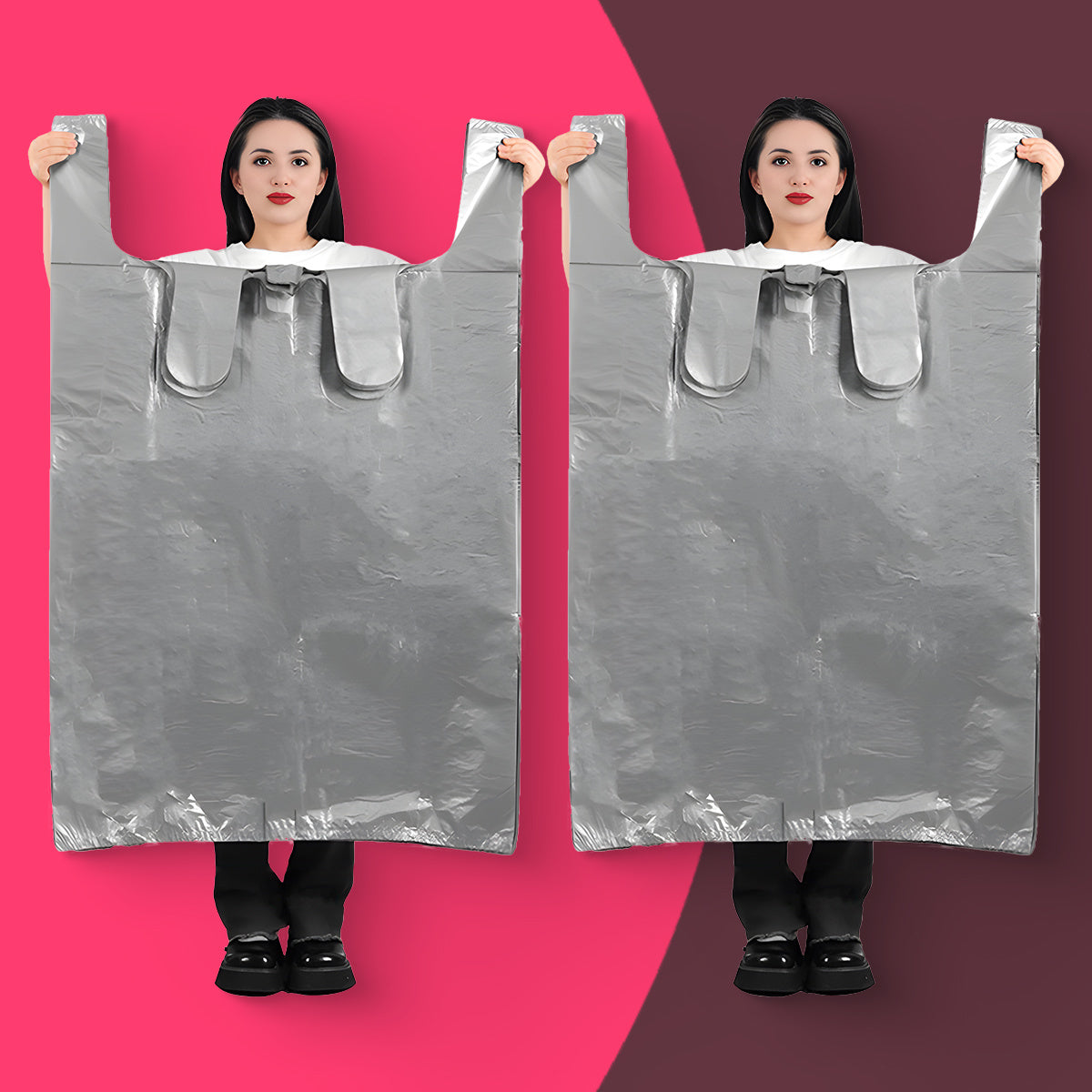 Gray Plastic Bag Vest Bags Large Medium Small for Clothing Packaging Logistics 10 or 5 pcs
