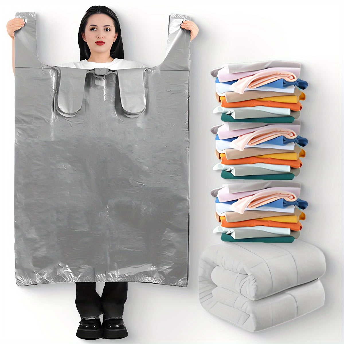 Gray Plastic Bag Vest Bags Large Medium Small for Clothing Packaging Logistics 10 or 5 pcs