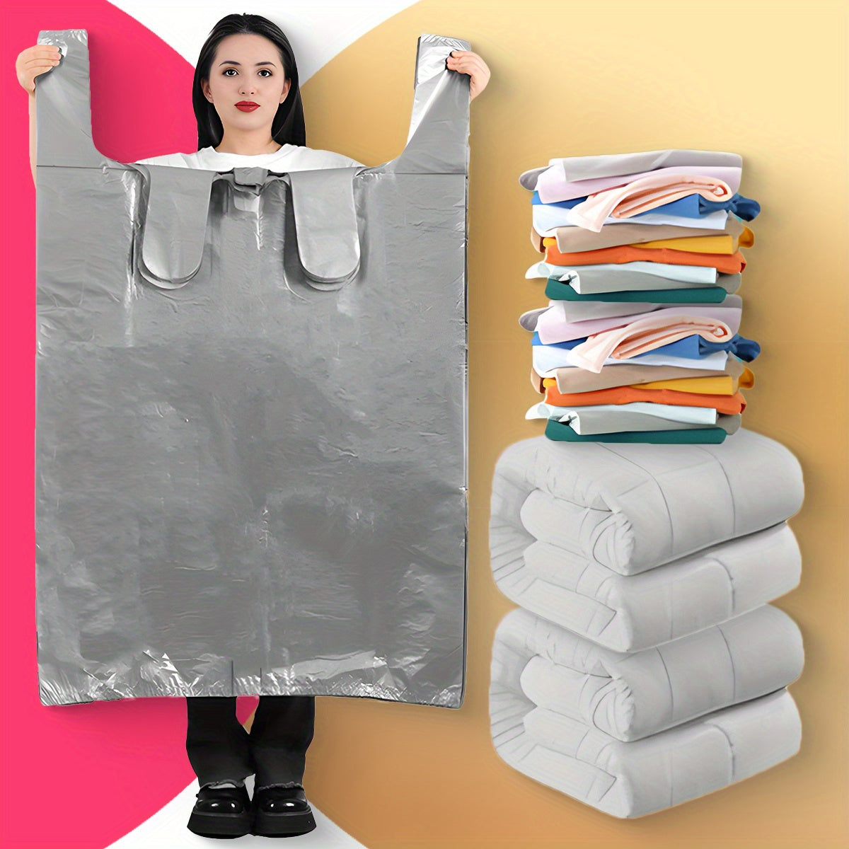 Gray Plastic Bag Vest Bags Large Medium Small for Clothing Packaging Logistics 10 or 5 pcs