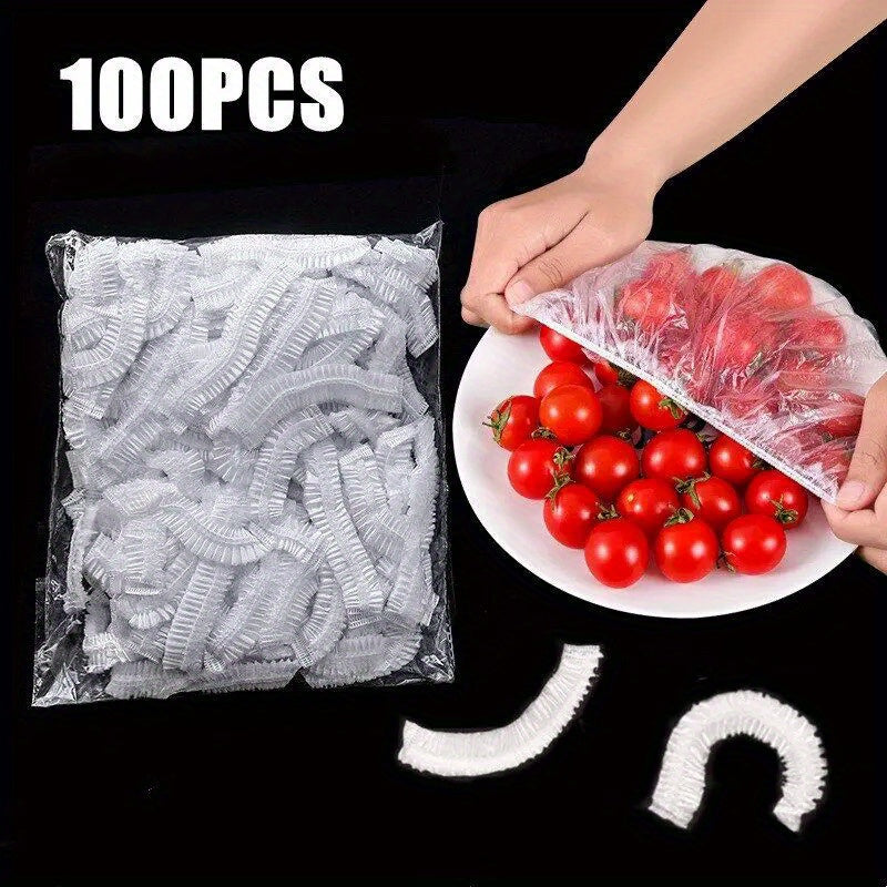 100 Pieces Reusable Elastic Food Covers for Dishes and Plates