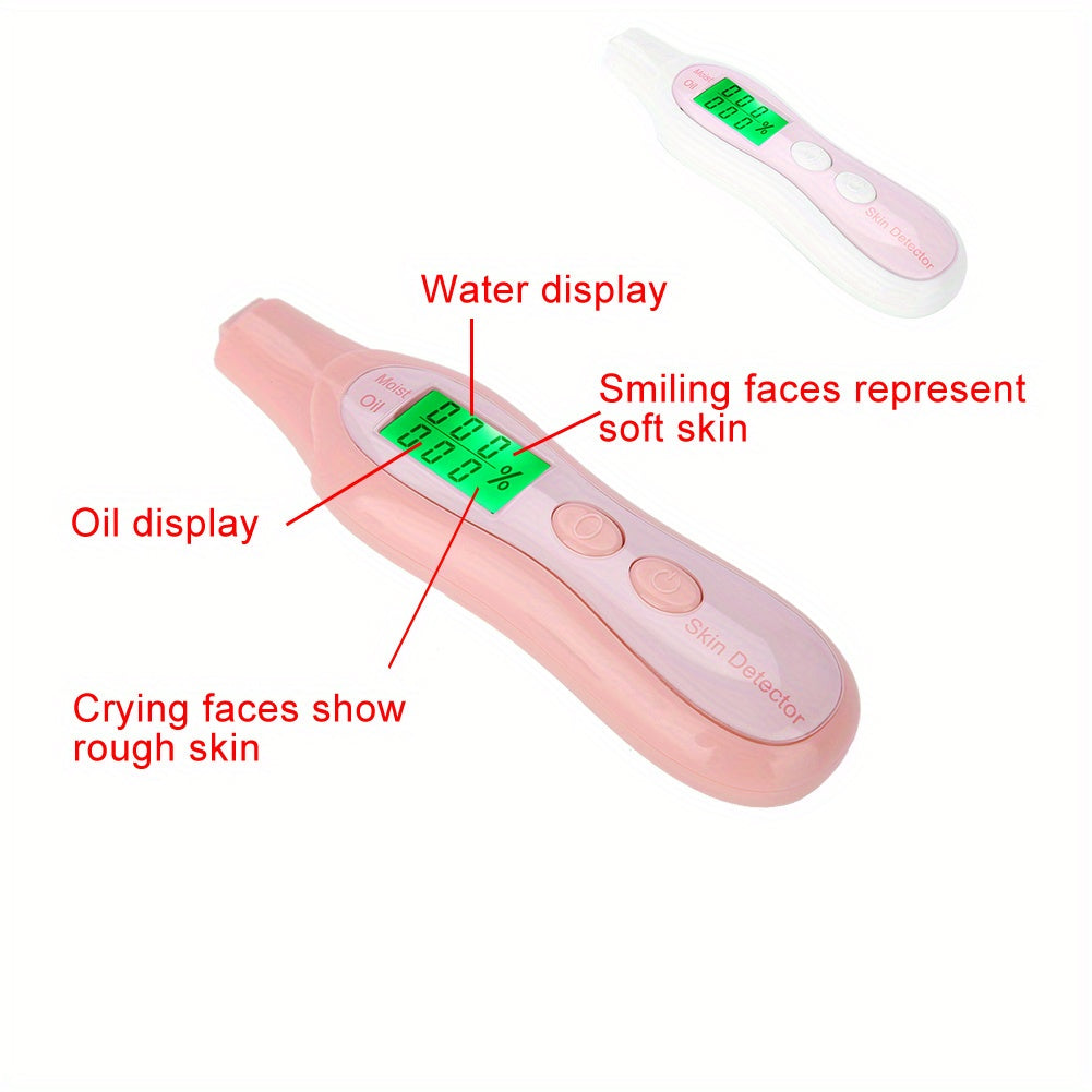 Digital LCD Moisture and Oil Skin Analyzer with Backlight Pink White