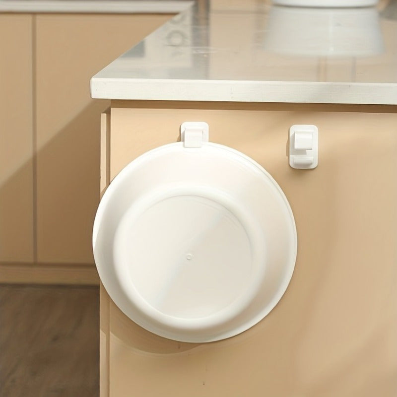 4 ta oq plastik yuvinish idishi tutqichlari to'plami, oson o'rnatiladigan devorga o'rnatiladigan saqlash tokchasi, oshxona va hammom buyumlari uchun ko'p funksiyali uy tashkilotchisi, elektr energiyasini talab qilmaydi.