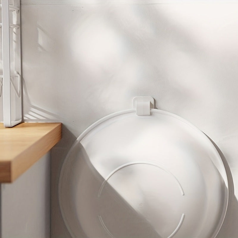 Set of 4 White Plastic Washbasin Hooks Wall-Mounted Bathroom Kitchen Organizer