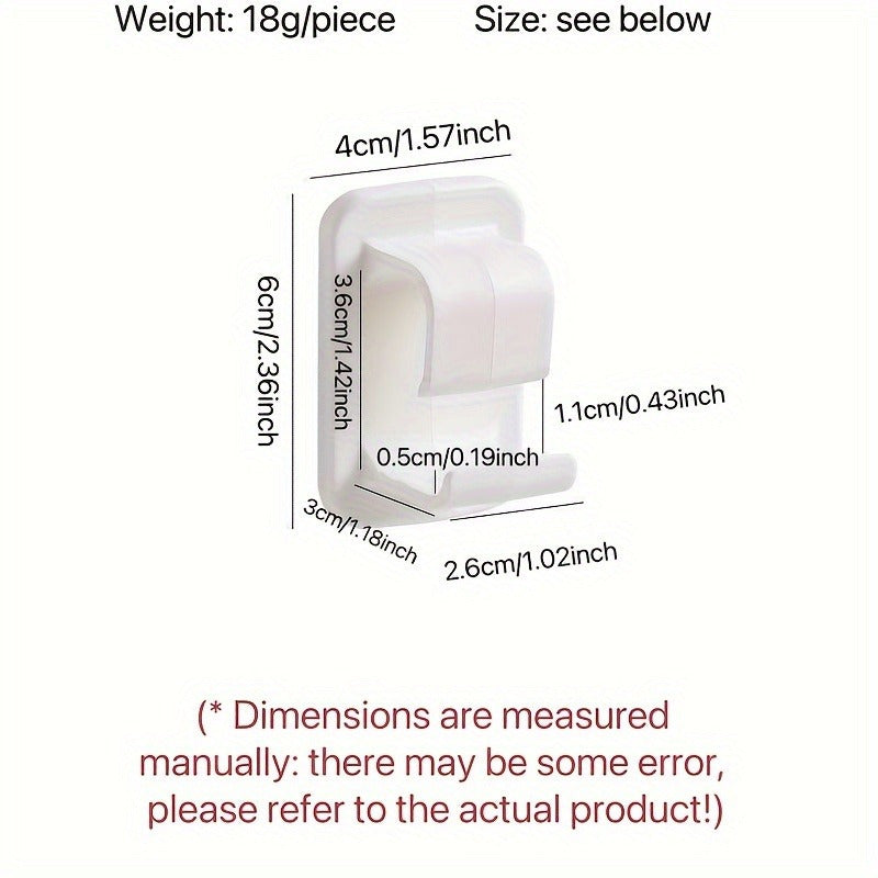 Set of 4 White Plastic Washbasin Hooks Wall-Mounted Bathroom Kitchen Organizer