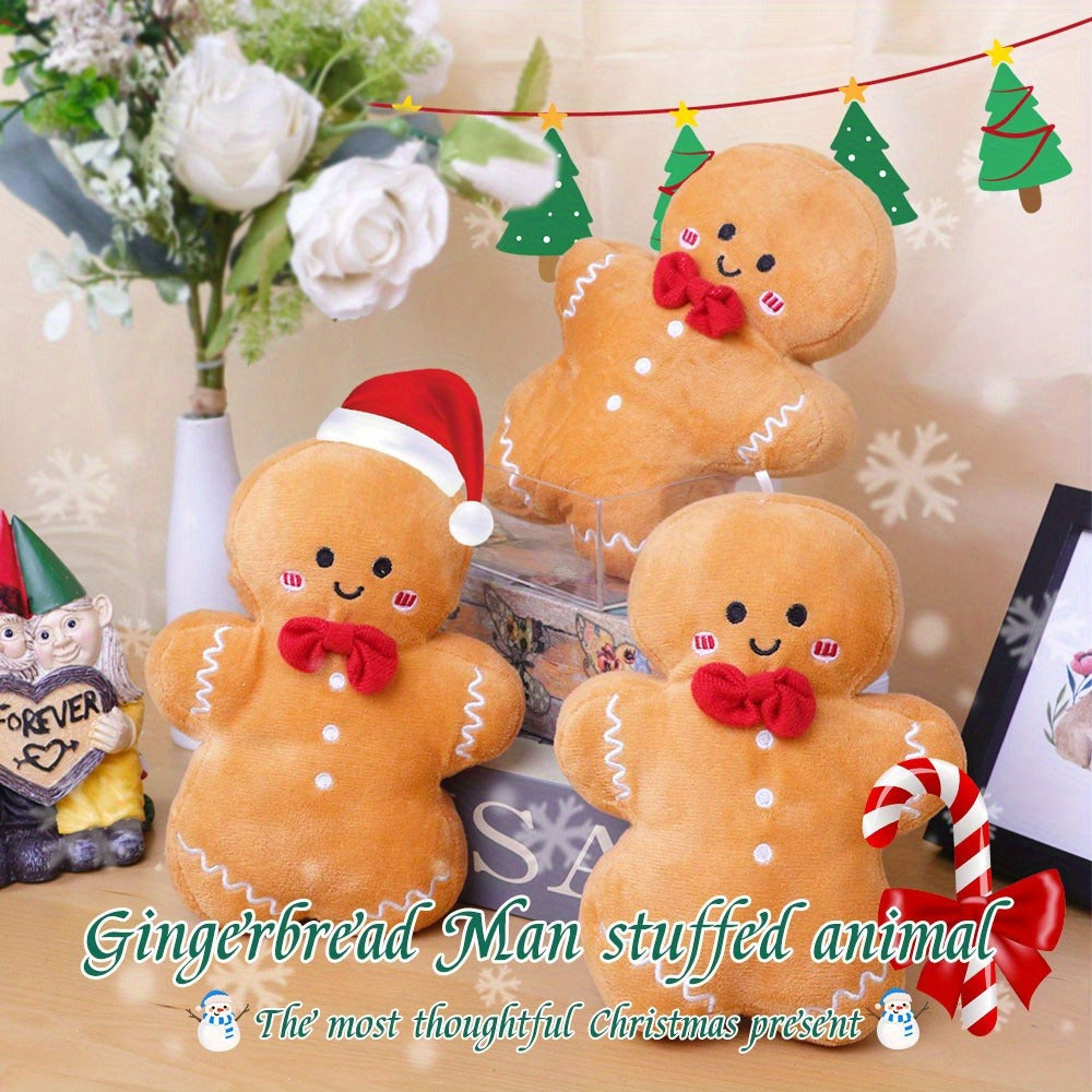 Gingerbread Man Plush Toy Hand Washable Audio Play Christmas Decor Polyester