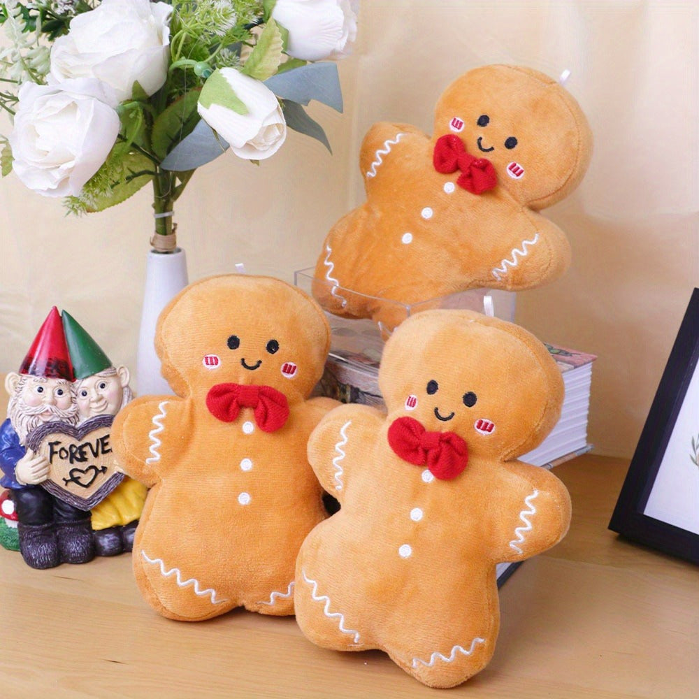 Gingerbread Man Plush Toy Hand Washable Audio Play Christmas Decor Polyester