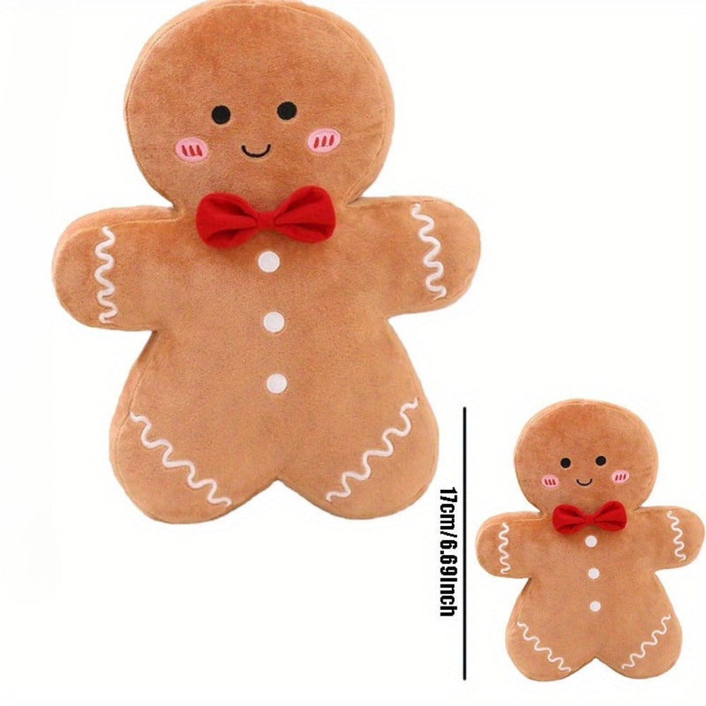 Gingerbread Man Plush Toy Hand Washable Audio Play Christmas Decor Polyester