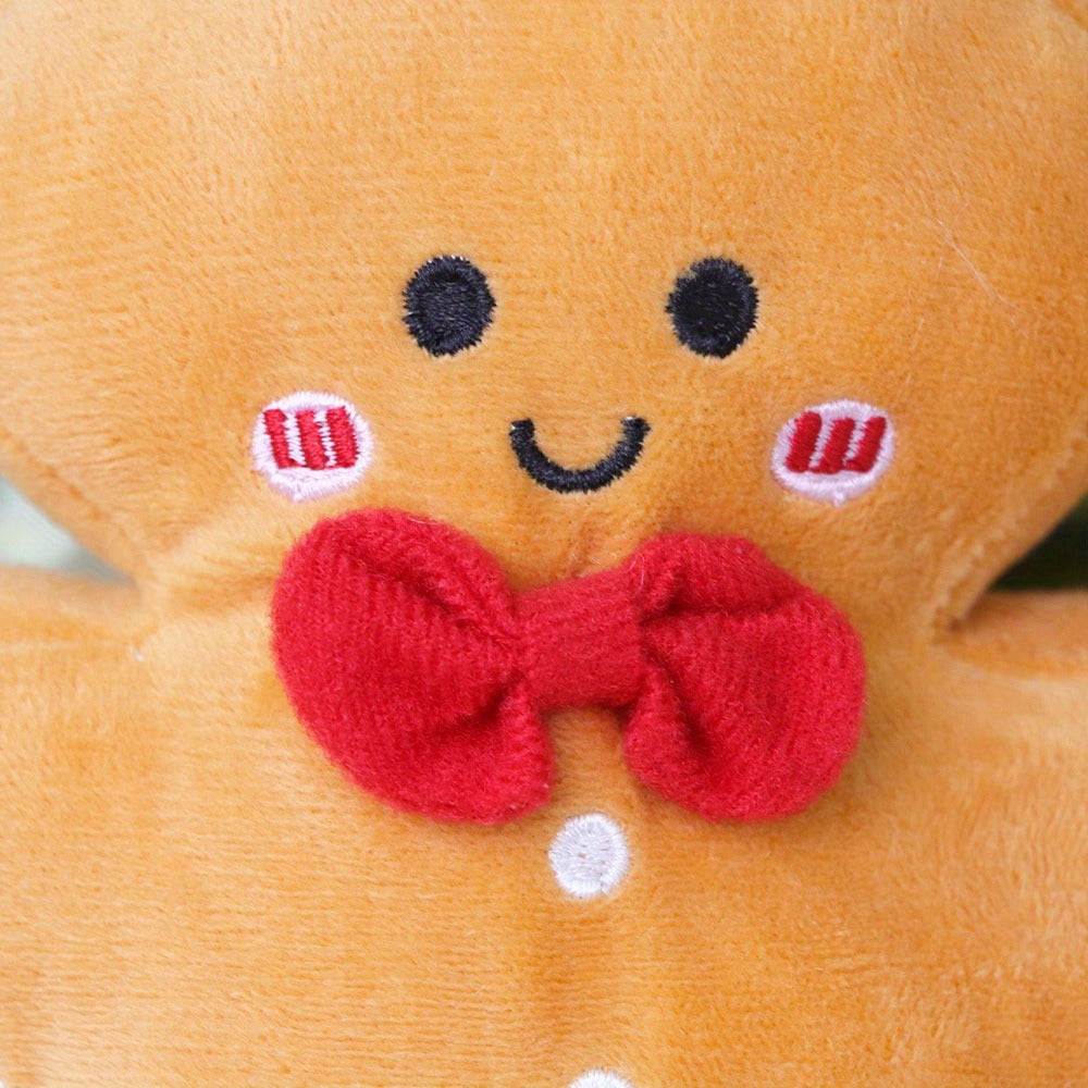 Gingerbread Man Plush Toy Hand Washable Audio Play Christmas Decor Polyester