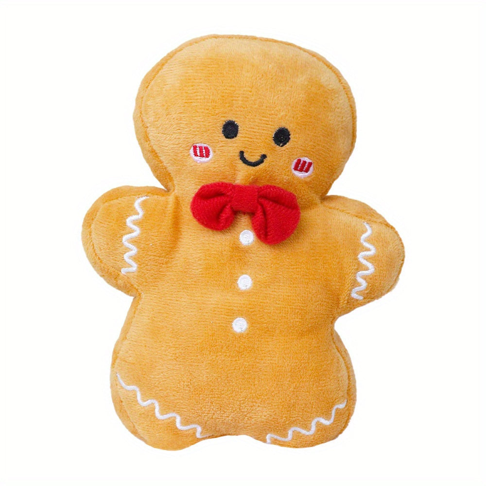 Gingerbread Man Plush Toy Hand Washable Audio Play Christmas Decor Polyester