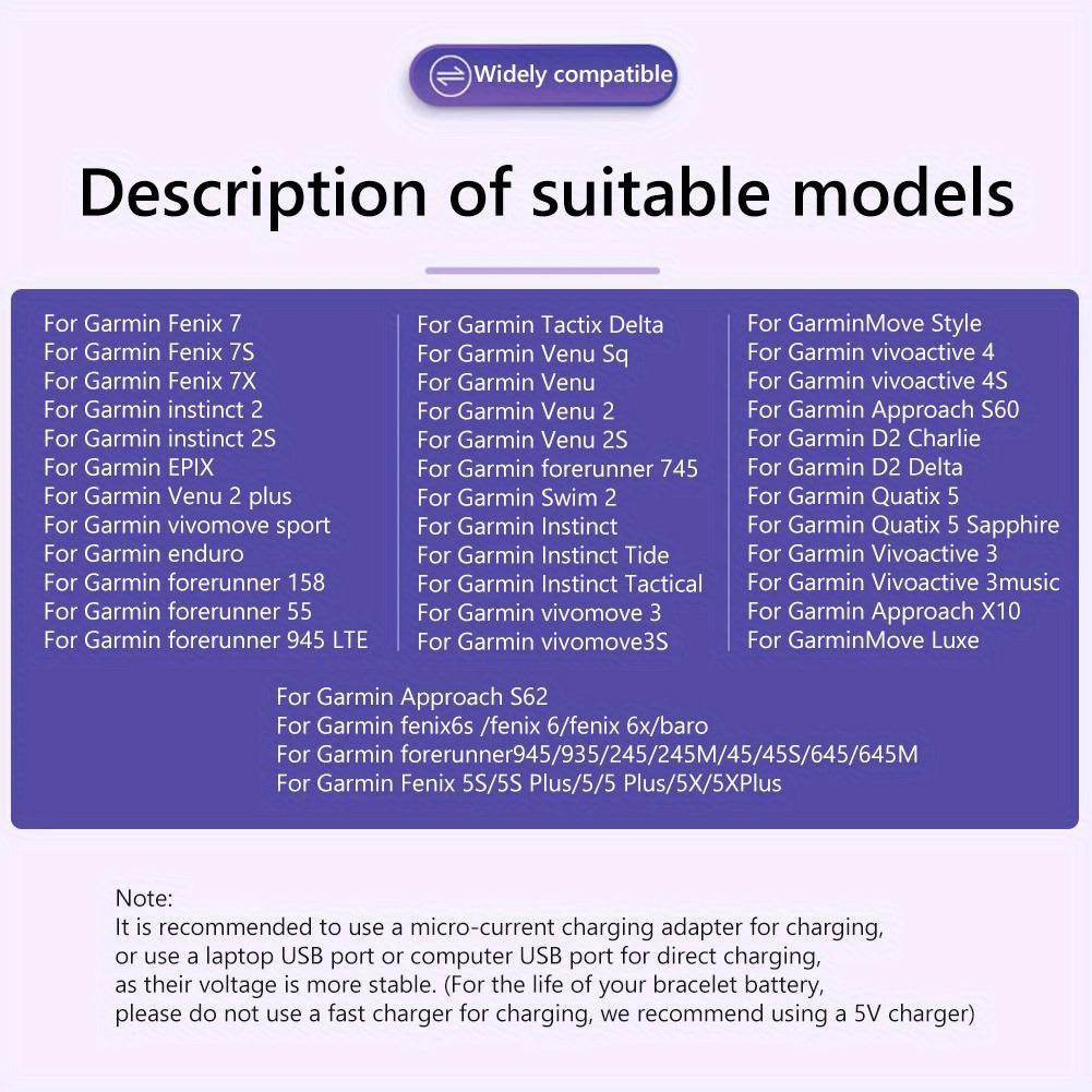 USB Charging Cable for Fenix and Vivoactive Smart Watches Overcharge and Short Circuit Protection
