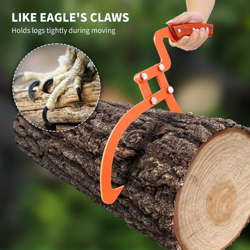 Durable 50.8cm Log Tongs with Anti-Slip Handle for Moving Wood Up to 49.9 KG Orange
