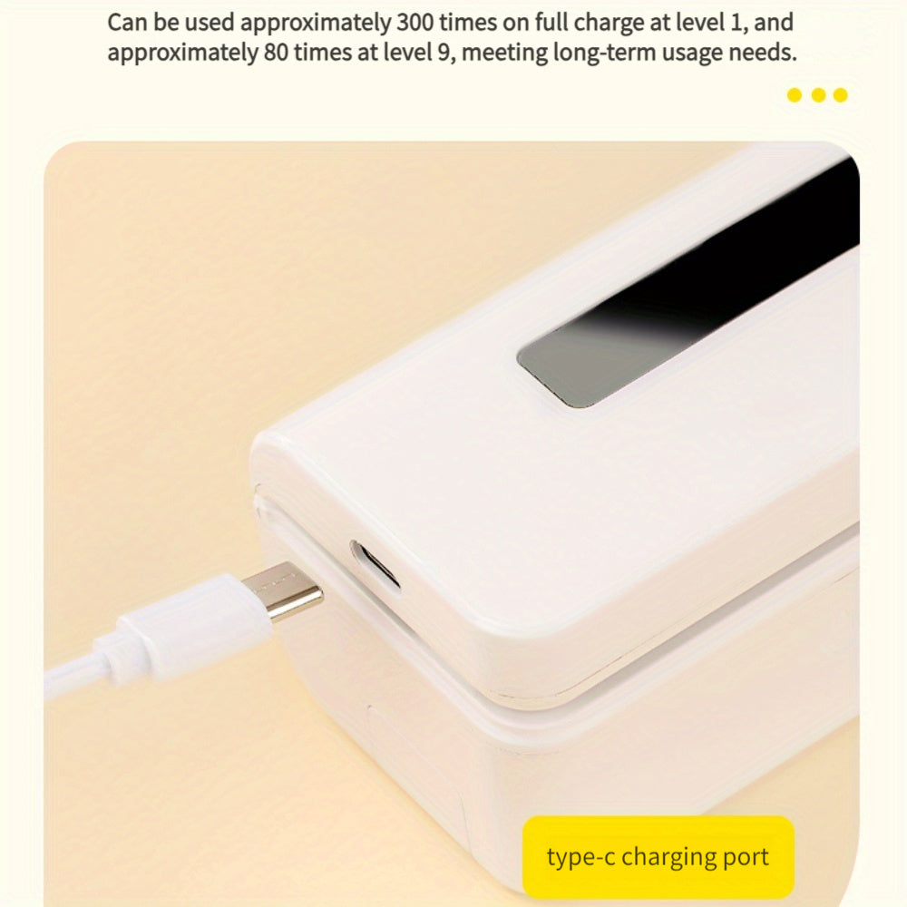 Qayta to'ldiriladigan atıştırmalık sumkasi yopgich, 9 tezlik sozlamasi bilan, USB zaryadlash, magnit orqa