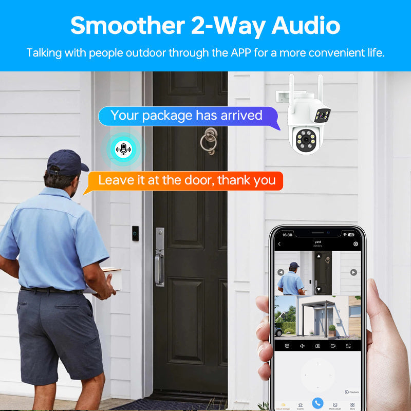 2-Pack 4MP WiFi Security Cameras with 360° PTZ Full Color Night Vision Two-Way Audio Waterproof