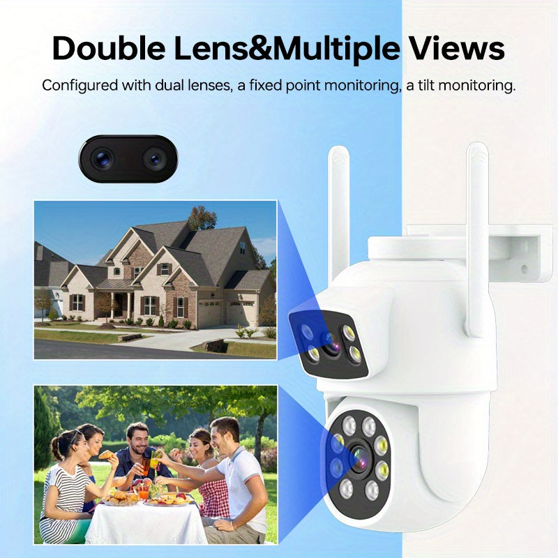 2-Pack 4MP WiFi Security Cameras with 360° PTZ Full Color Night Vision Two-Way Audio Waterproof