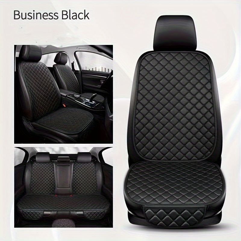 Black PU Leather Car Seat Cushions for 5-Seater All-Season Comfort
