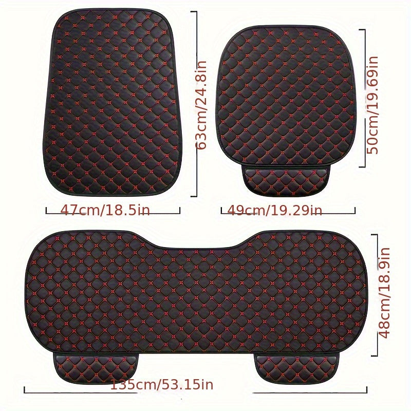 Black PU Leather Car Seat Cushions for 5-Seater All-Season Comfort