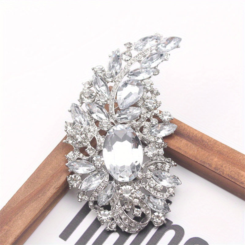 Floral Rhinestone Brooch Enamel Pin for Women Stylish Jewelry Gift