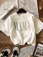 Women's Letter Print Cotton T-Shirt Short Sleeve Crew Neck Casual Top for Summer Spring