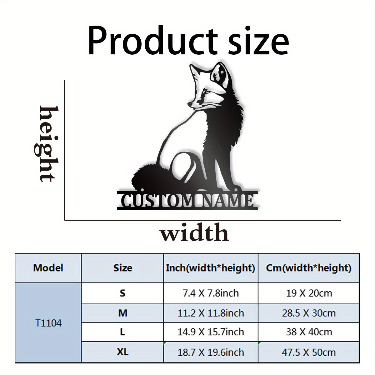 Personalized Fox Metal Wall Decor Iron Sign for Home Nursery 14 Inches