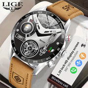 Men's Business Smart Watch Digital Display Water-Resistant USB Charging Zinc Alloy Round Case
