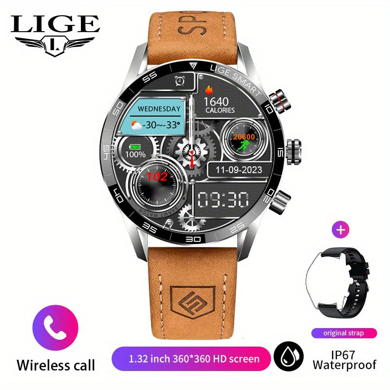 Men's Business Smart Watch Digital Display Water-Resistant USB Charging Zinc Alloy Round Case