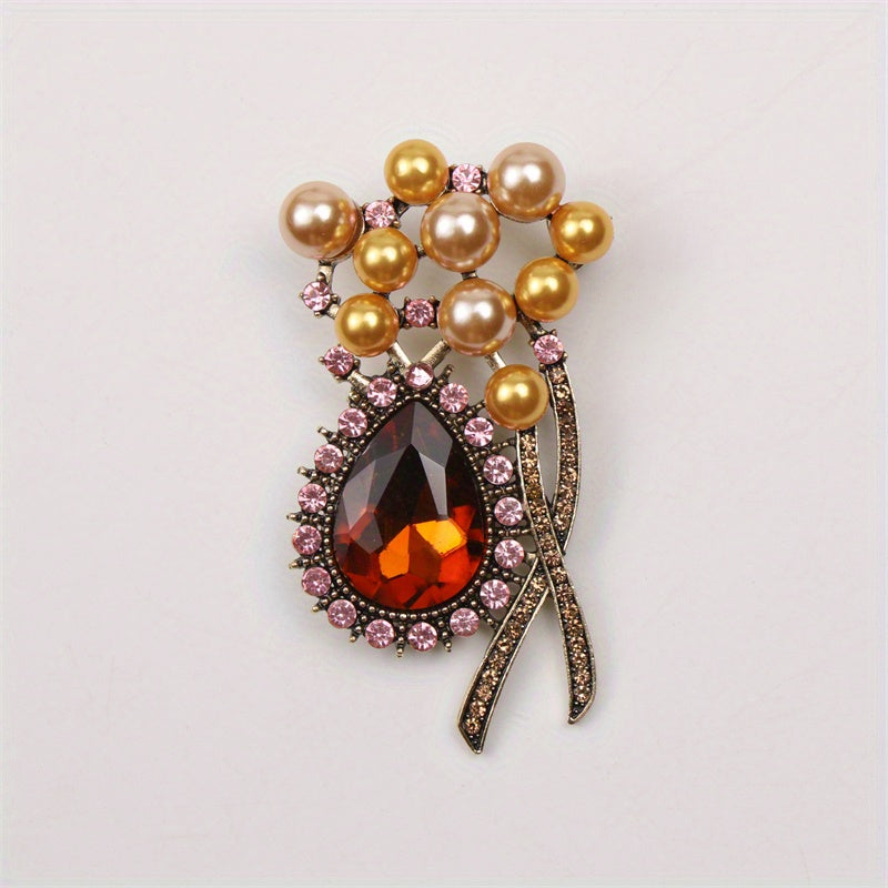 Crystal Glass Brooch Pin Enamel Irregular Design Fashion Accessory