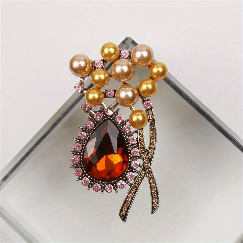 Crystal Glass Brooch Pin Enamel Irregular Design Fashion Accessory