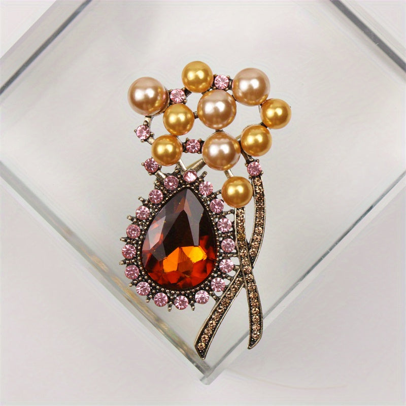 Crystal Glass Brooch Pin Enamel Irregular Design Fashion Accessory
