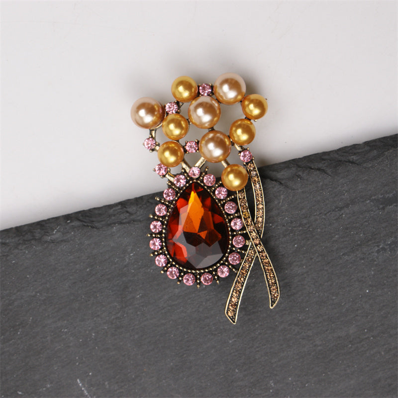 Crystal Glass Brooch Pin Enamel Irregular Design Fashion Accessory