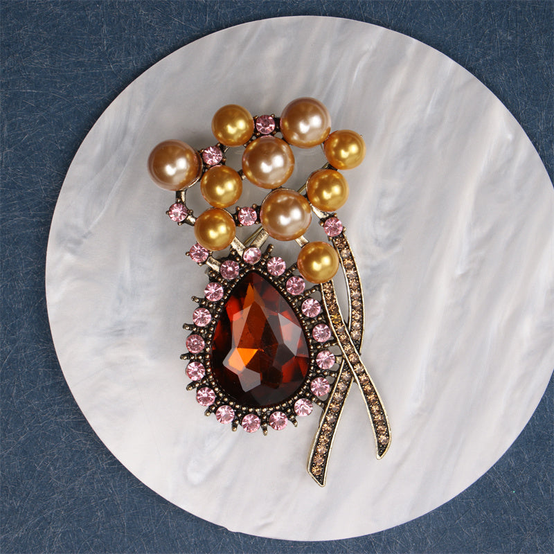 Crystal Glass Brooch Pin Enamel Irregular Design Fashion Accessory