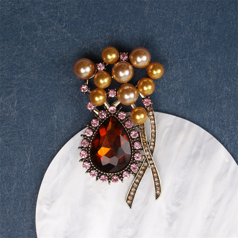 Crystal Glass Brooch Pin Enamel Irregular Design Fashion Accessory