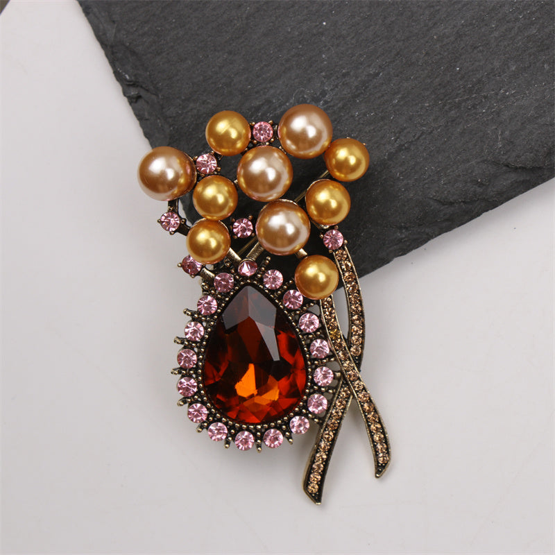 Crystal Glass Brooch Pin Enamel Irregular Design Fashion Accessory