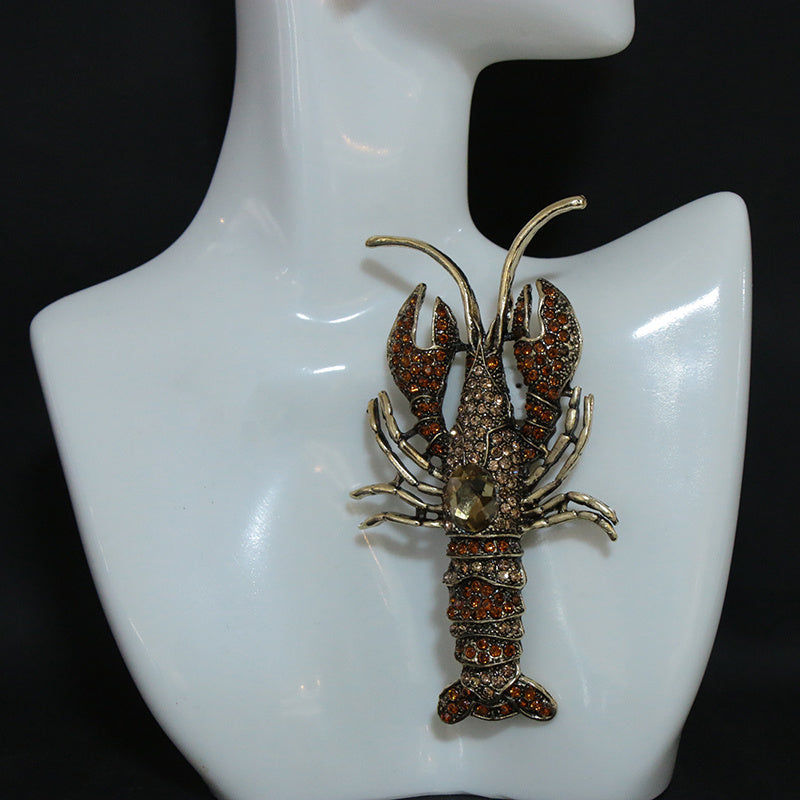 Vintage Animal Brooch Retro Lobster Chest Accessory Stylish Bold Jewelry