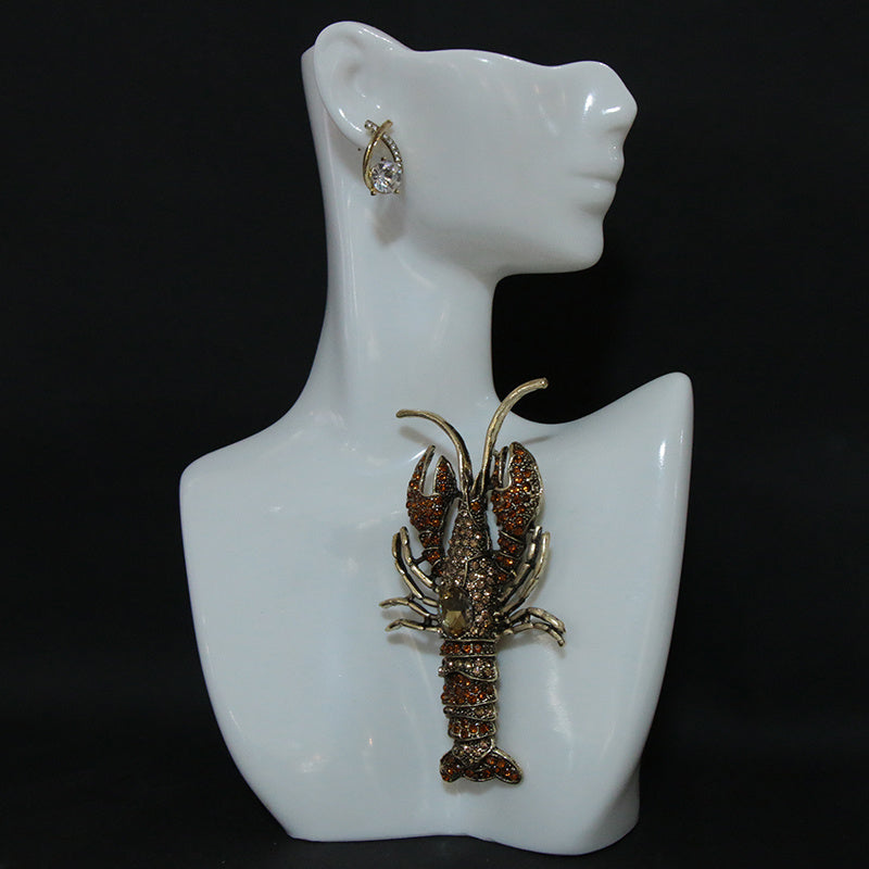 Vintage Animal Brooch Retro Lobster Chest Accessory Stylish Bold Jewelry