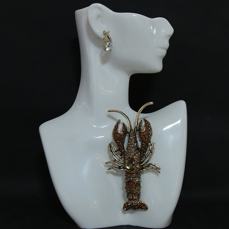 Vintage Animal Brooch Retro Lobster Chest Accessory Stylish Bold Jewelry