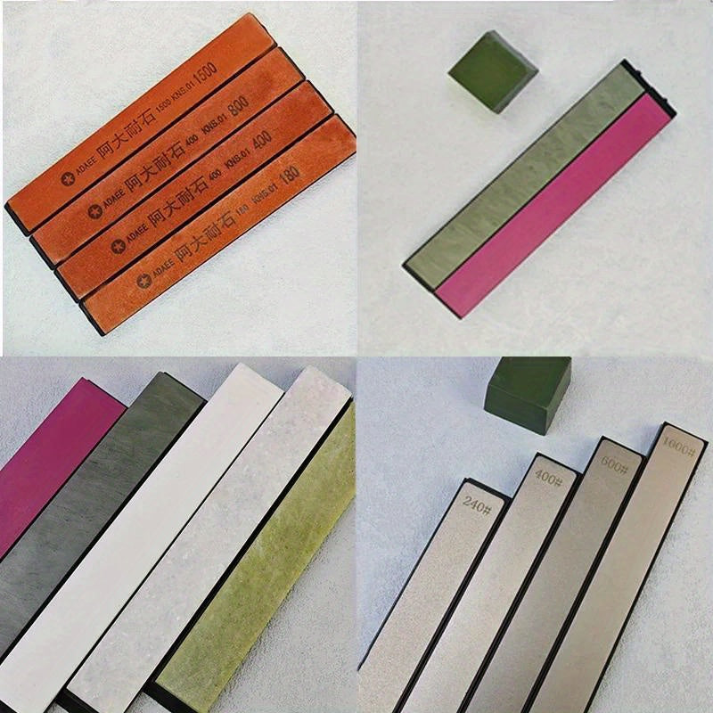 Oshxona va yog'och ishlash uchun statik burchakli pichoqni silliqlash asbobi, qutida honing olmos maydalagich, silliqlash toshi va moy toshi bilan.