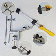 Oshxona va yog'och ishlash uchun statik burchakli pichoqni silliqlash asbobi, qutida honing olmos maydalagich, silliqlash toshi va moy toshi bilan.